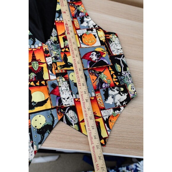 111 Main Halloween scene adj Vest Mens Unisex colorful retro witch Vampire L - Picture 3 of 5